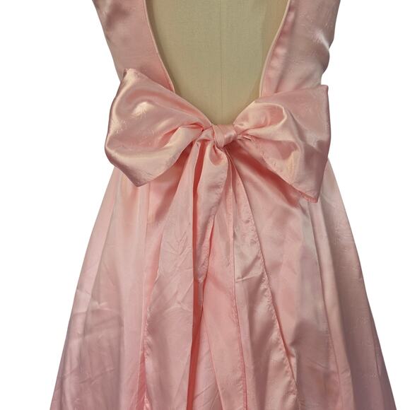 Gunne Sax Vintage 80s Pink Princess Dress Size XS S Maxi Satin Lace Bows - Picture 10 of 11